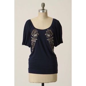 Anthropology Deletta Top With Embroidered Flowers